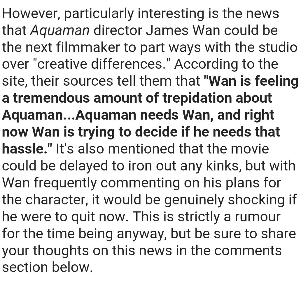 NerdsEngage's tweet image. Now the RUMOR is James Wan is possibly leaving Aquaman. Please don&apos;t derail DCEU   I&apos;m rooting for you! #savedc