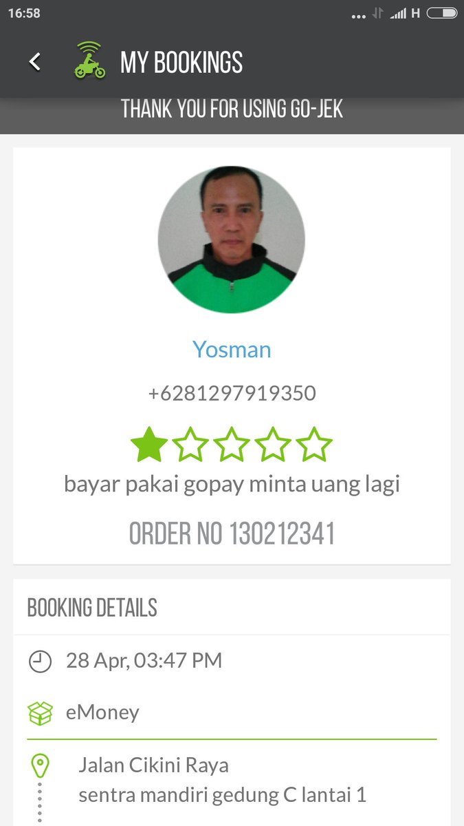 Susiyo's tweet photo. Nomor laporan 729585 blm ada tindak lanjut dr @gojekindonesia https://t.co/eLXxf4V2Eq