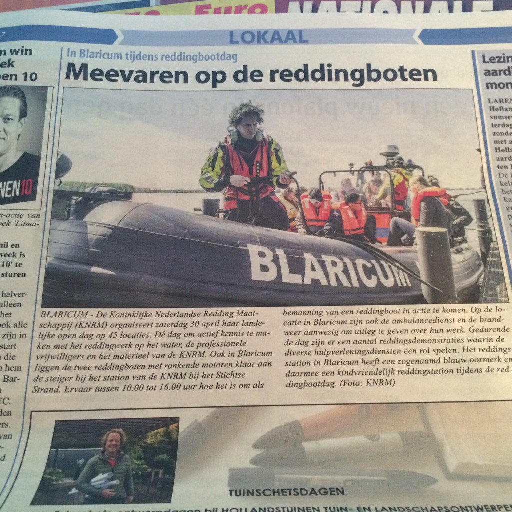 Vandaag KNRM open dag in Blaricum: meevaren op de reddingboten, doe een lekkere dikke trui aan en kom!