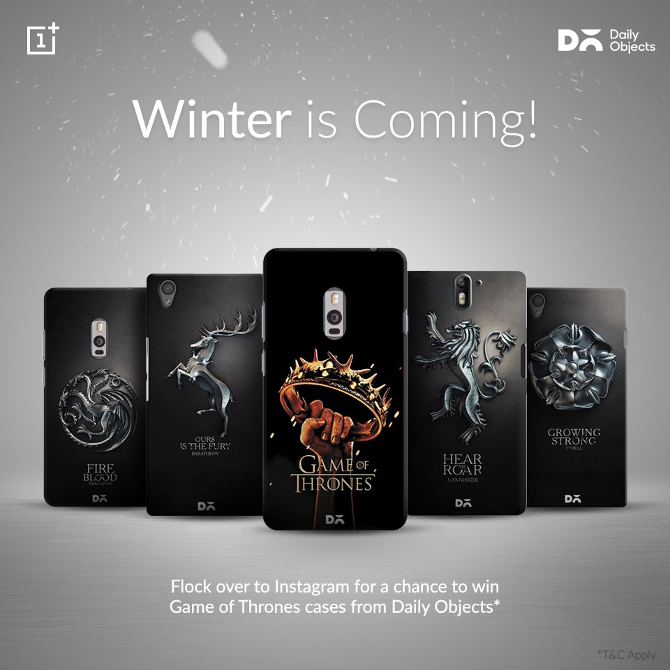 OnePlus_IN's tweet photo. Contest Alert! Flock over to Instagram for a chance to win #GoTCases from @daily_objects: https://t.co/q78TilorrG https://t.co/gtxdHdrJih