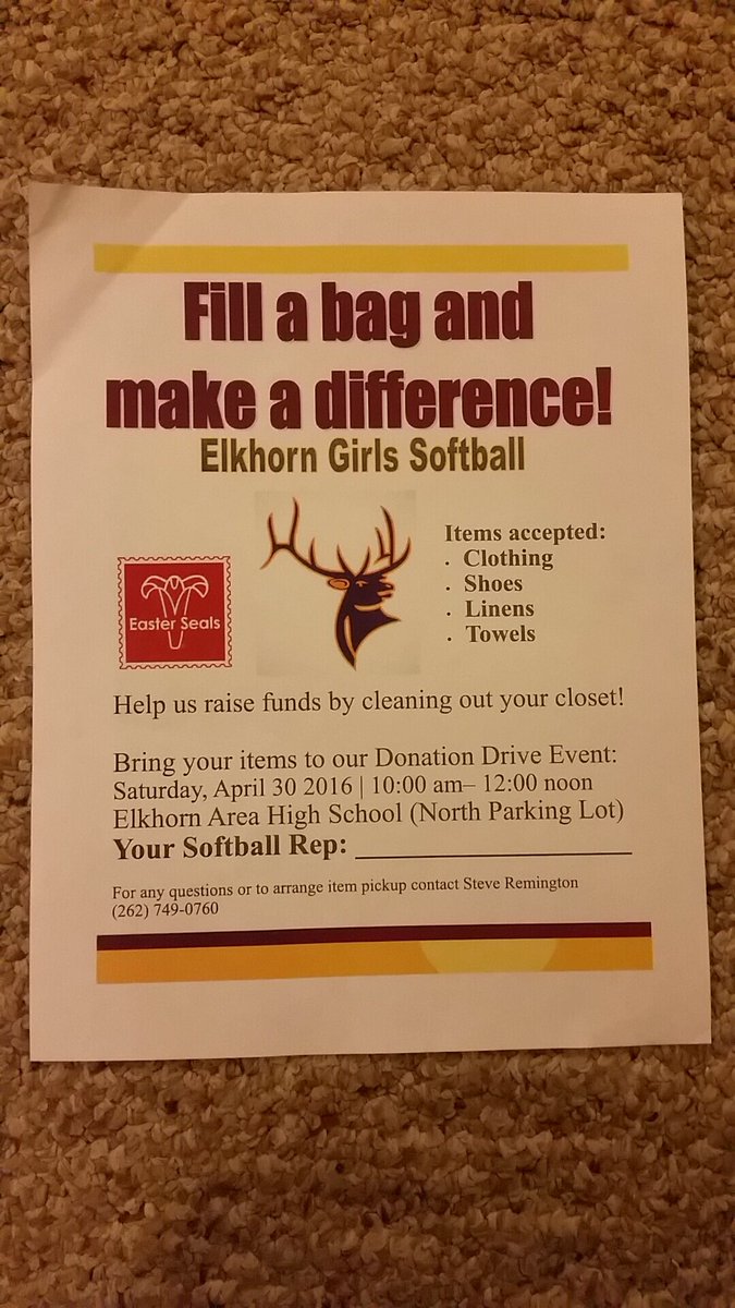 Last call! Bring all of your unwanted clothes to Elkhorn Area High School from 10-12!