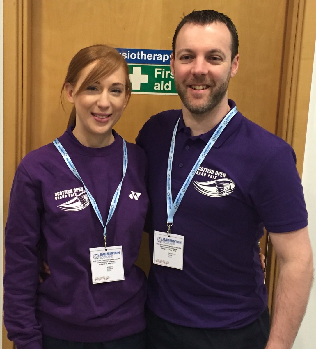 physiocammy's tweet photo. With fellow P&KSMC Physio Kirsty Scobie @BadmintonScot Home Nations at Scotstoun today #quad2016 https://t.co/PHuGkOmHj6