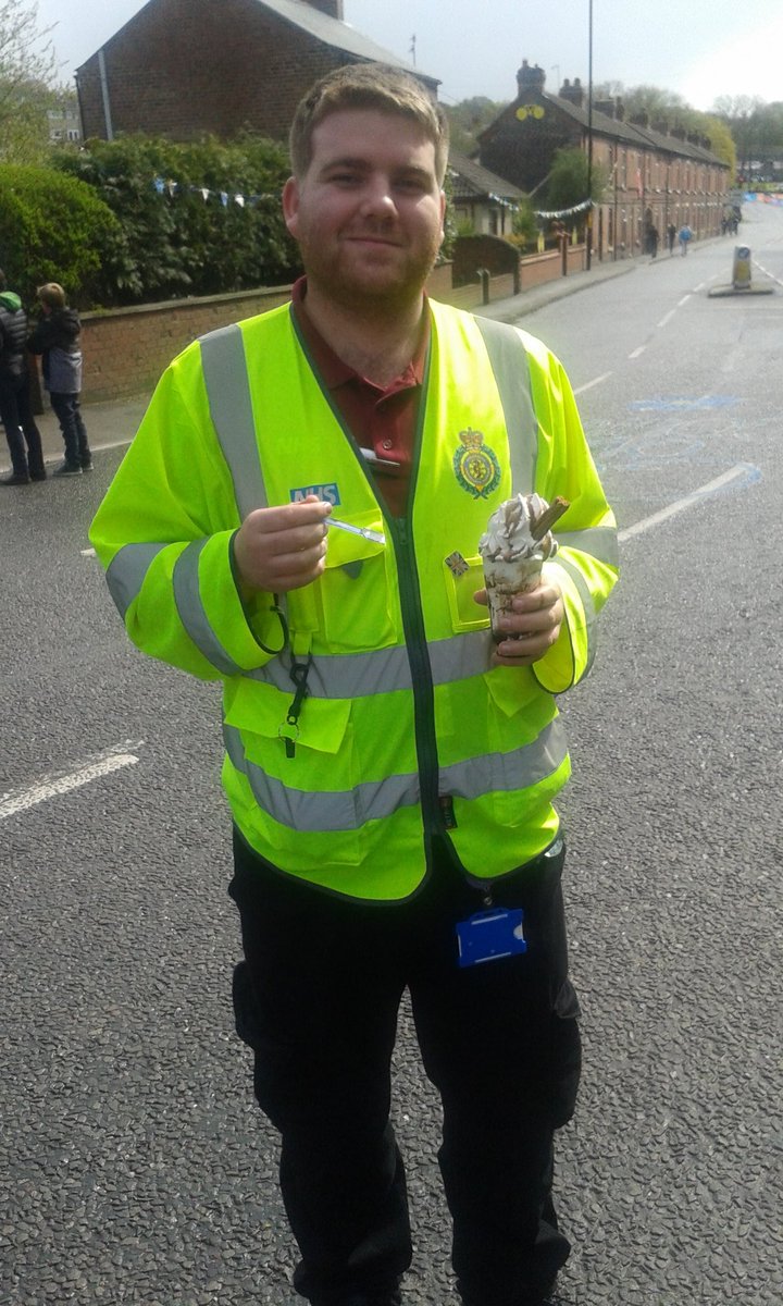 Craig tucking into a huge knickerbocker glory