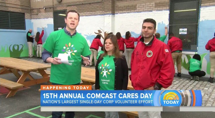 NBCUniversal's tweet photo. .@WillieGeist reports live from #ComcastCaresDay https://t.co/uDUEGwPvsB https://t.co/FEFtRp6tAi