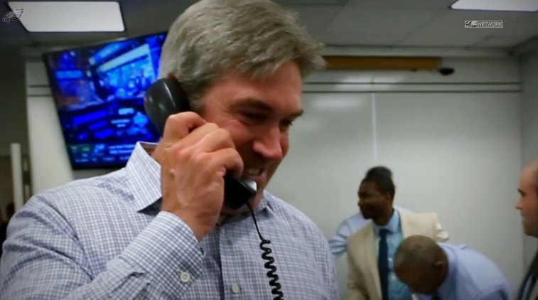 Eagles's tweet photo. Exclusive:Watch the #Eagles make the call to tell @cj_wentz that he's part of the family: https://t.co/rGi1RwZMST https://t.co/j9rFuhLn8S