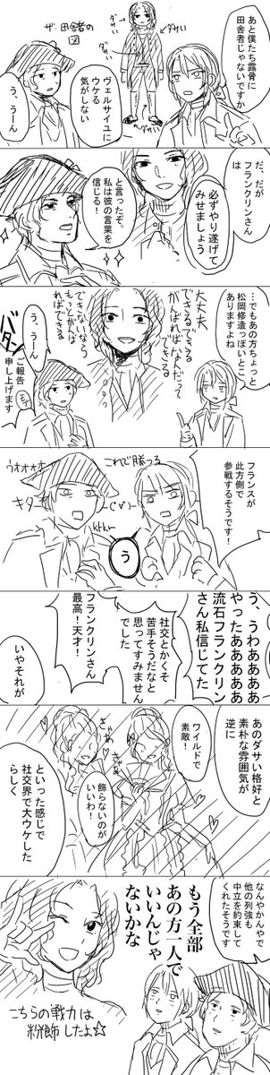愉快なアメリカ独立戦争まんが。
世界史創作企画の為に描いたんだけど、一時間じゃ全然終わらなかった。 