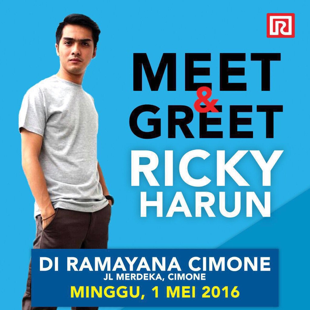 RickyHarun45MF's tweet photo. Heii jangan lupa besok dateng di Ramayana Cimone ya, ada meet n greet aku disana. See you guys ✌🏼️✌🏼✌🏼 https://t.co/IvlBlhlXPt