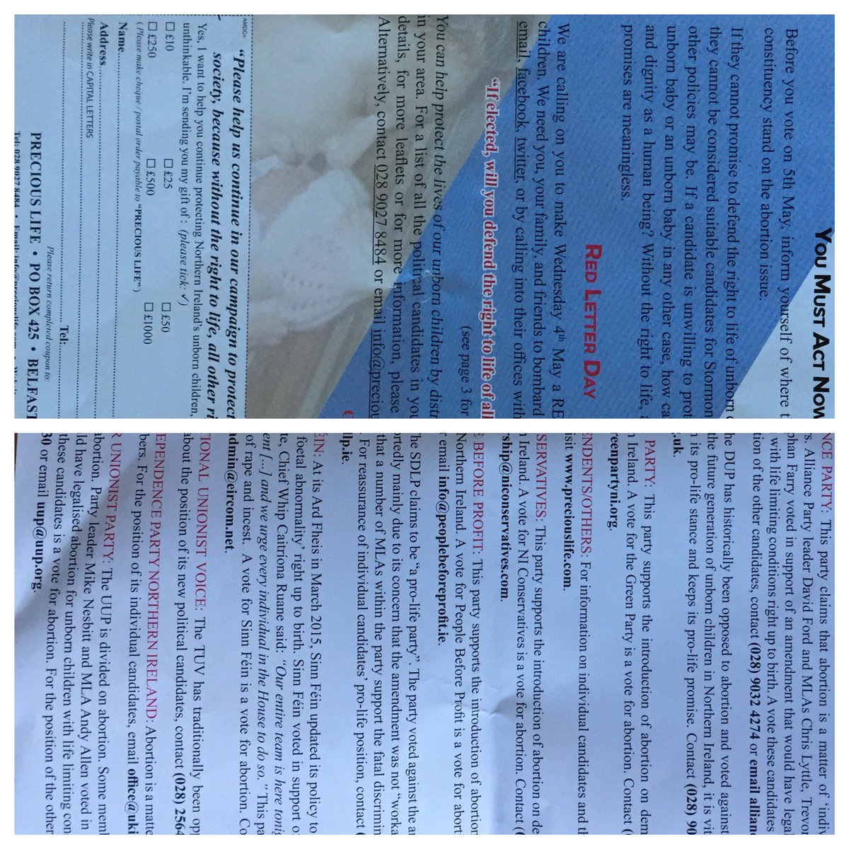 QuintinOliver's tweet photo. Campaigning #Ae16 leaflet from PreciousLife. Is it registered with @ElectoralCommUK ? #TextHeavy https://t.co/AwZLXuxlVI