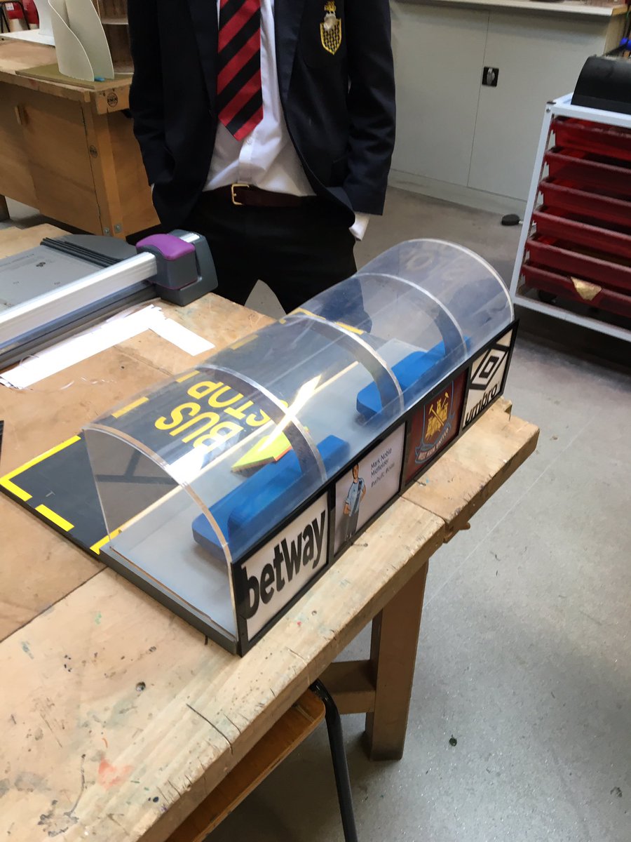 TedR_W's tweet photo. @karren_brady @davidgold The Bus Shelter to be put outside the Olympic Stadium? Made at #Aldenham #School #DT #COYI https://t.co/X7ORLYEsIA