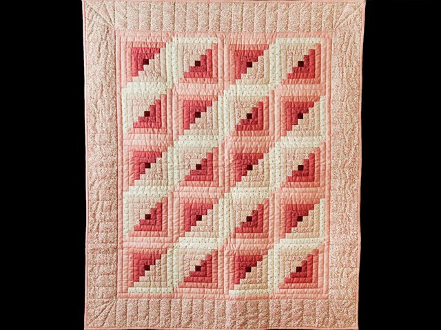 New Log Cabin Crib Quilt For Sale amishcountrylanes.com/Pages/wh7599.s… #logcabin #cribquilt #pink #rose #amish #handmade #quilt