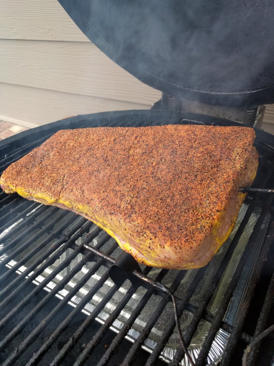 Gorgeous 4 lb brisket flat just hit the <a href="/KamadoJoe/">Kamado Joe</a>! Rubbed down with <a href="/MeatChurch/">Meat Church ™</a> HC. Drooling already! <a href="/BBQPictures/">BBQ Pictures</a>