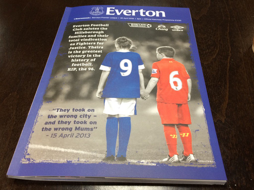 bbcmerseysport's tweet photo. Front cover of the programme for "@Everton v Bournemouth.

#EFC #LFC #NSNO #YNWA #COYB #bbcfootball https://t.co/Q1SL1BLkhG