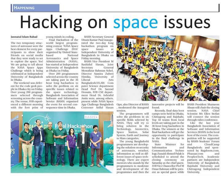 mohammadzaman's tweet photo. The news coverage of NASA Space Apps in Bangladesh was overwhelming! A few  attached.. @spaceapps @NASAspaceAppsBD https://t.co/jbTvYgrfBz