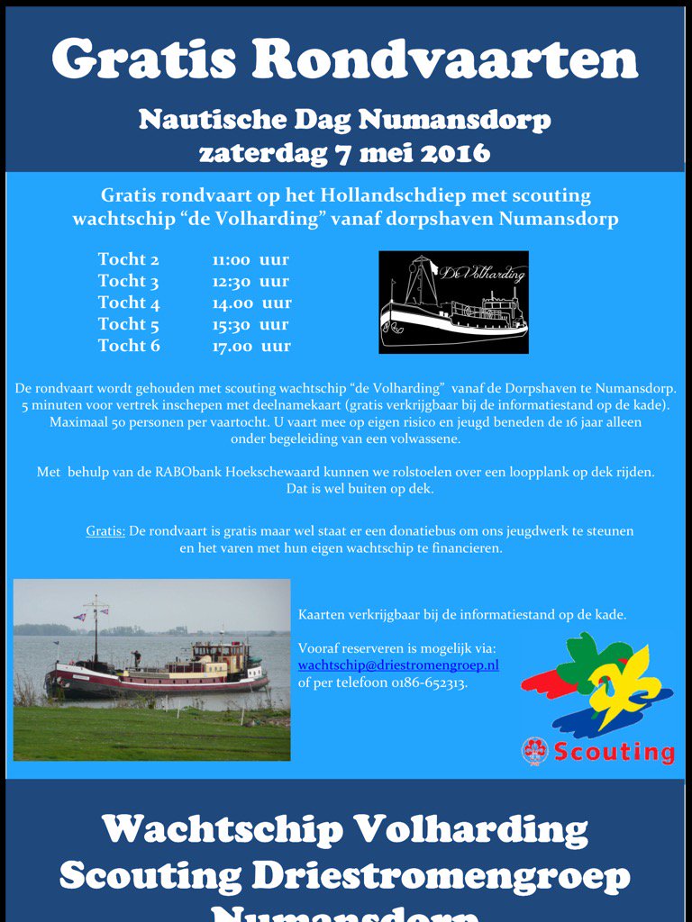 henkdevries1169's tweet photo. 7 mei Nautische Dag in Numansdorp. Gratis rondvaarten met @Driestromen wachtschip Volharding https://t.co/YceAfWlEbs