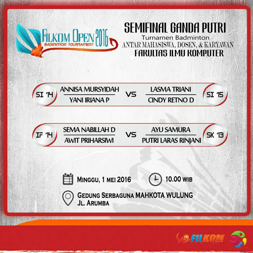 PBbeaufortBIOS's tweet photo. Kejuaraan Filkom Open 2016 memasuki babak semi final dan final ganda pa &amp; pi #BringItOn #BringTheSpiritEnjoyTheGame https://t.co/SQkhXH1ByW