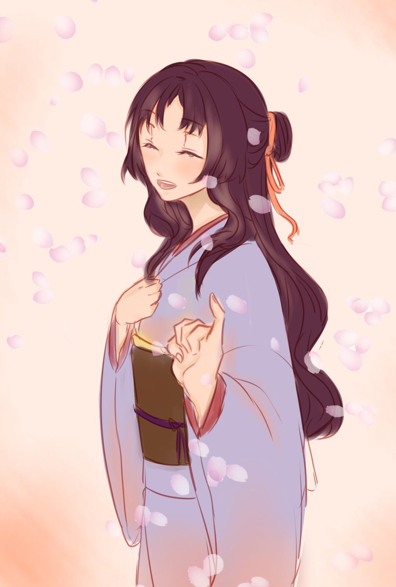 #剣が君版深夜の真剣お絵描き60分一本勝負 桜吹雪いいね、香夜ちゃん描いてみた！よろしくお願いします～