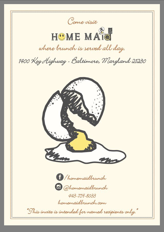 HomeMaidBrunch's tweet photo. OPEN TODAY !!! From 9:30am until 10pm. Come have brunch with us! Show this post for 50% OFF. https://t.co/2wQ1EE7WUh