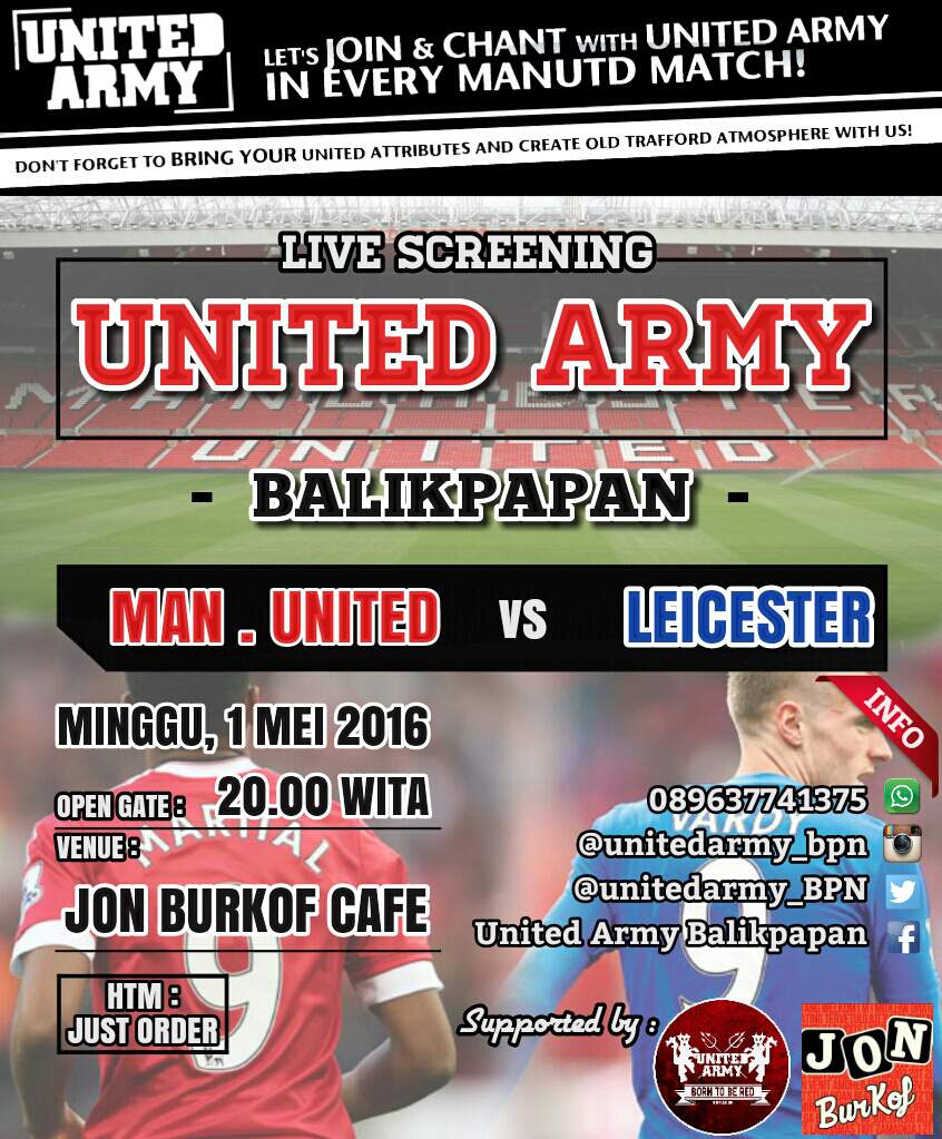 jonburkof's tweet photo. #Nobar MALAM INI @KotaBalikpapan 
Manchester United vs Leicester https://t.co/8NsUpGcW98