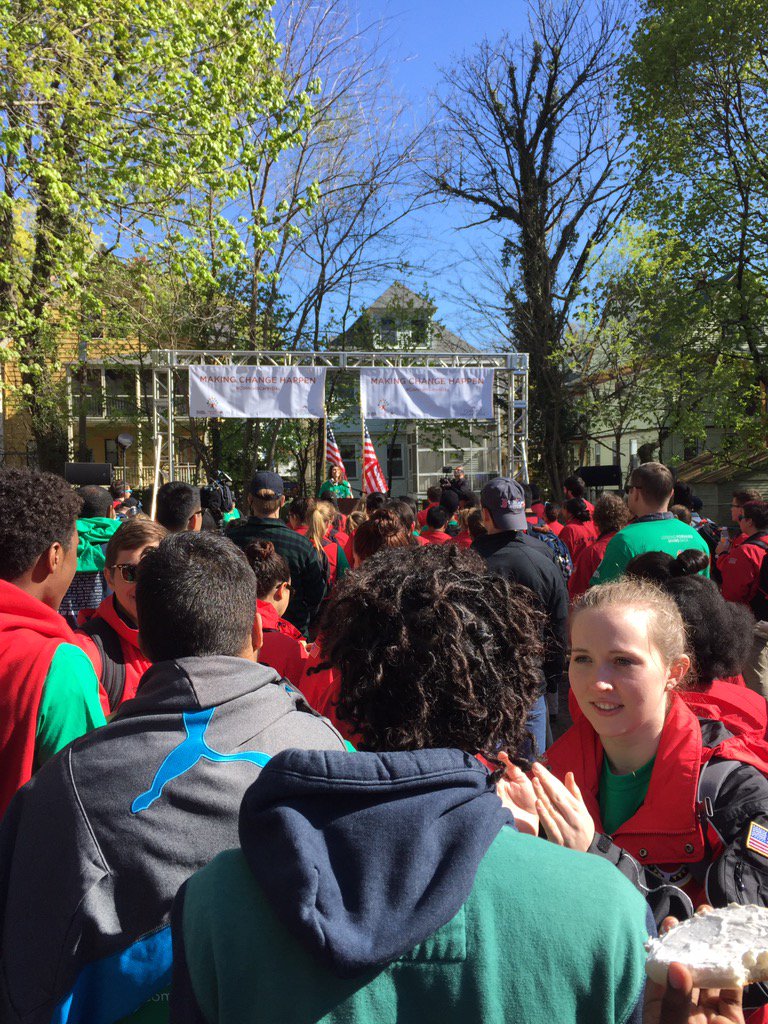 APservesCYB's tweet photo. Opening ceremony at #ComcastCaresDay #Boston @ComcastImpact https://t.co/2D9PIYawrO