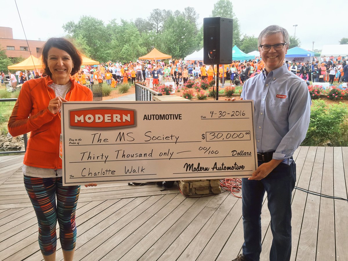 BrigidaMack's tweet photo. HUGE #shoutout to @Modern_skoller for their $30,000 donation to @WalkMSCarolinas!! Wowza! #walkMS #CLT https://t.co/hEaqe6DI51