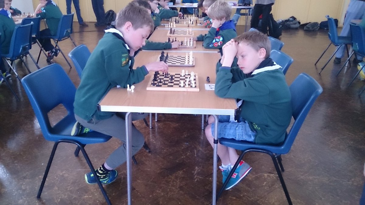 1stPrestbury's tweet photo. At the district cubs chess today its a very moving atmosphere! #cubs100 #iscout #chesspuns https://t.co/K8ouDr55eW