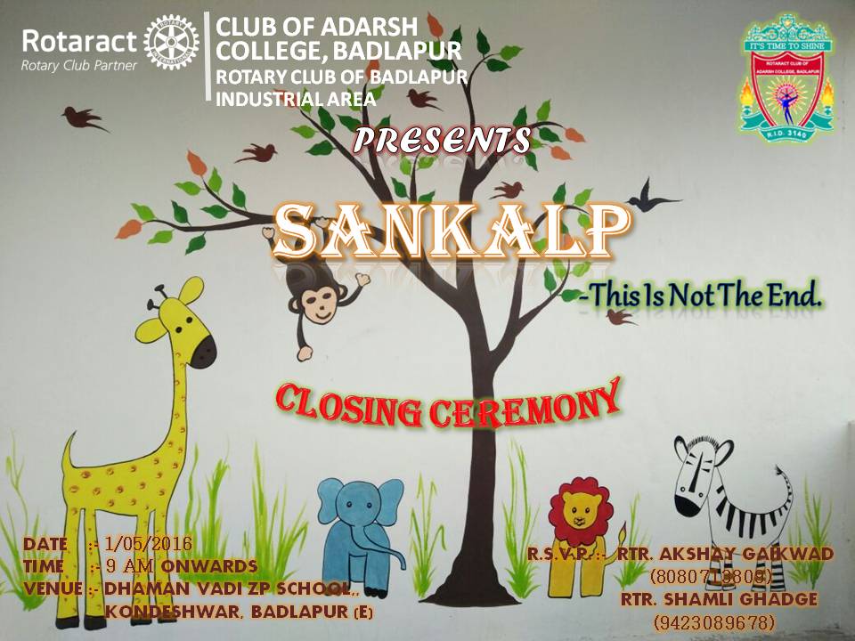 AcBadlapur's tweet photo. Rotaract Club Of Adarsh College, Badlapur 
                     💐  SANKALP💐 
               (Closing Ceremony) https://t.co/CTNBO0fBeg