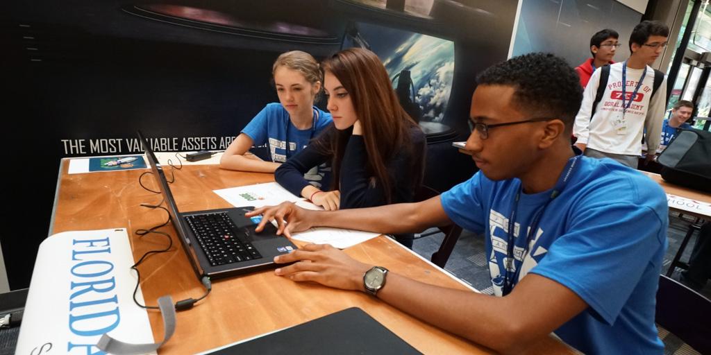 LockheedMartin's tweet image. We&apos;re cracking the code one line at a time! Check back for list of winners at our #CodeQuest programming competition