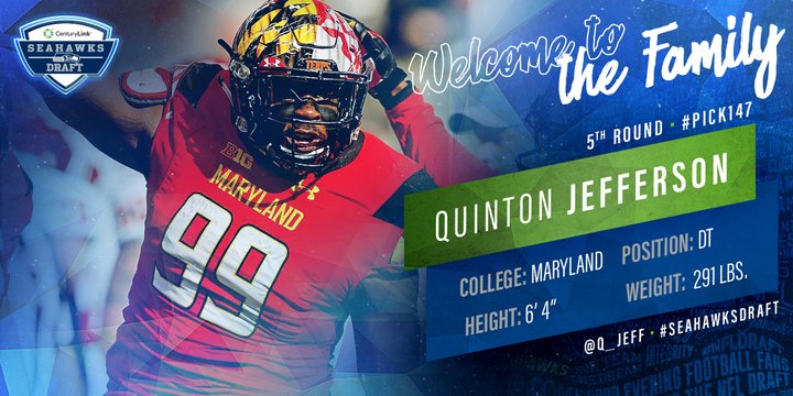 Seahawks's tweet photo. With #Pick147, #SeahawksDraft @TerpsFootball DT @Q_JEFF! 

Welcome to the family! https://t.co/kJsPCaiX4b