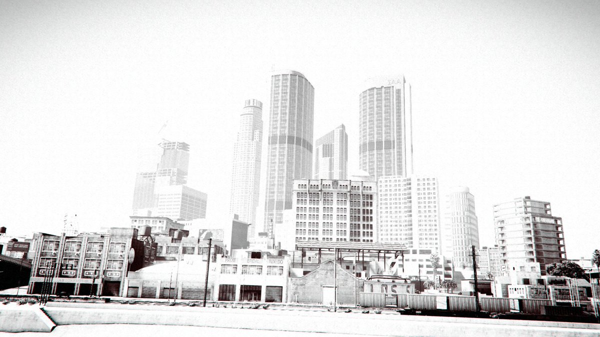 Buildings &amp; tracks. #B&amp;W #GTAOnline #RockstarEditor #Snapmatic #GTA5 #GTAPhotographers #Photography