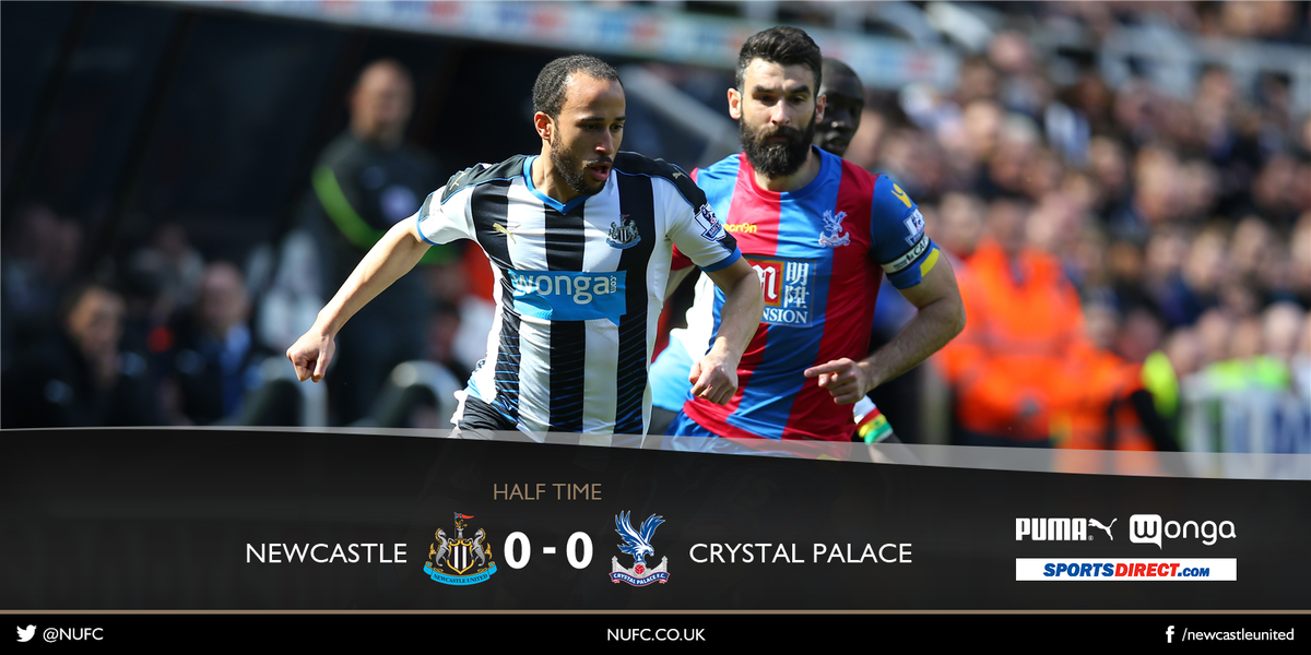 NUFC's tweet photo. HALF TIME Newcastle United 0-0 Crystal Palace #NUFC https://t.co/pUwFEVWeD4