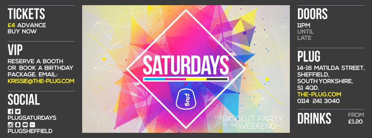 plugsheffield's tweet image. £4 Tickets
➖
⭐️ BANK HOLIDAY SATURDAY ⭐️
➖
£1 shots | £1.20 vodka mixer | 
£2.50 cocktails 

#plugsaturdays