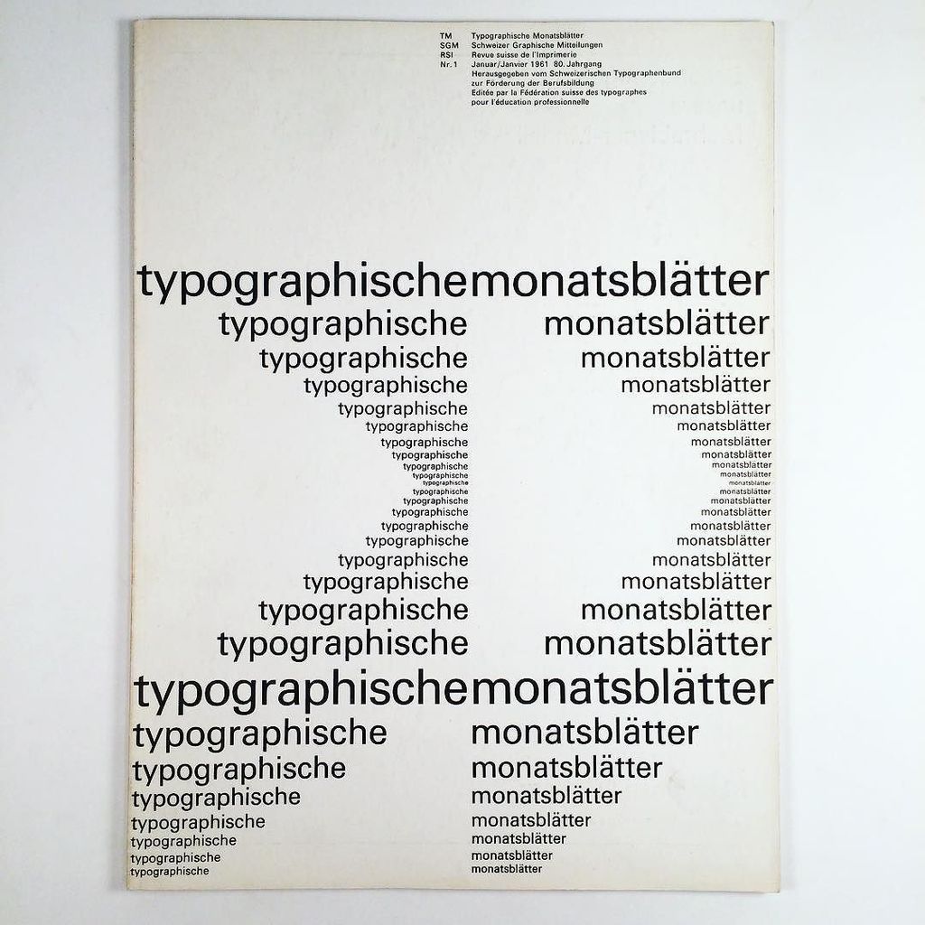 Cover of Typographische Monatsblätter by Emil Ruder set in Univers, 1961