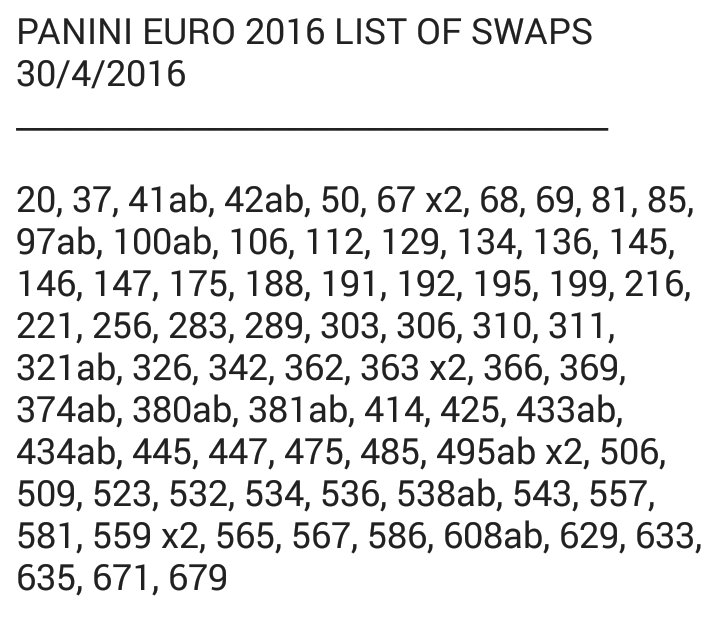 PaniniEuroSwaps's tweet photo. New list, DM if you need any #gotgotneed https://t.co/Lrd6QGsrIJ