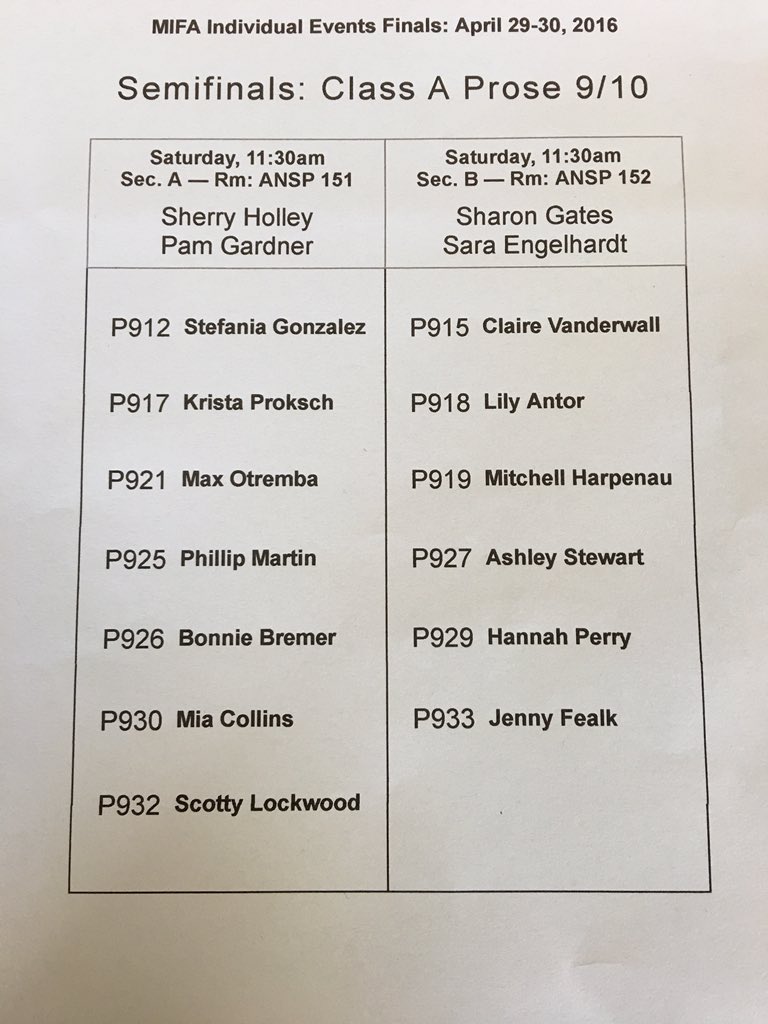 TheMIFA's tweet photo. Class A Prose 9/10 Semi-Finals #eatsleepspeakrepeat https://t.co/vIZ8MNlTrC