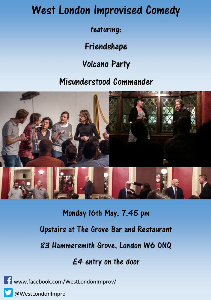 More improv coming up with <a href="/volcanoimprov/">Volcano Party</a> and <a href="/the2Stoozes/">the2Stoozes</a> #improv #comedy #hammersmith