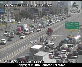 TRAFFIC ALERT: All lanes blocked on SW Freeway inbound near Hillcroft due to major accident involving 18-wheeler