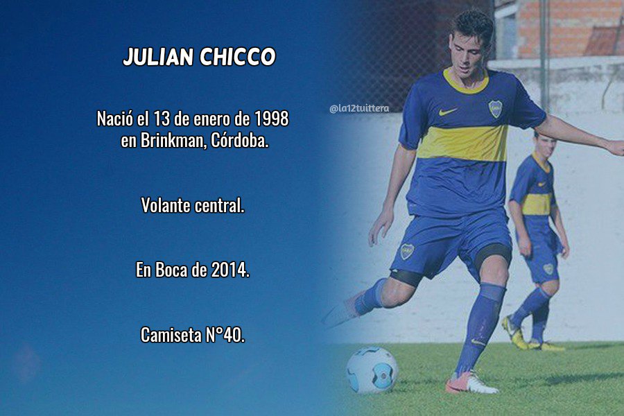 la12tuittera's tweet photo. Este es Julian Chicco uno de los juveniles que debutará hoy es #Boca https://t.co/1v9otwrsGy