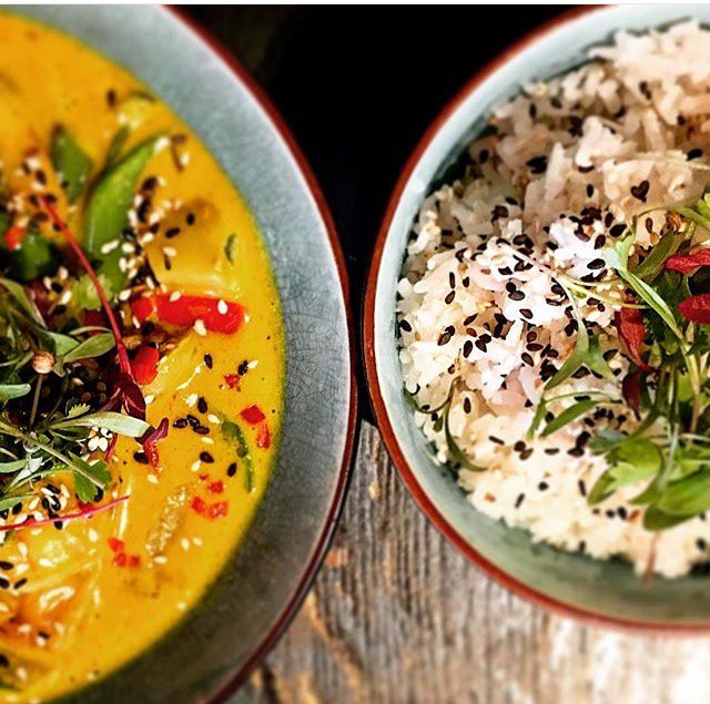 Prawn Coconut Curry with Steamed Jasmine Rice! Thanks for the pic @dapravitydave #nomnom #Foodie #TempleBar #delish