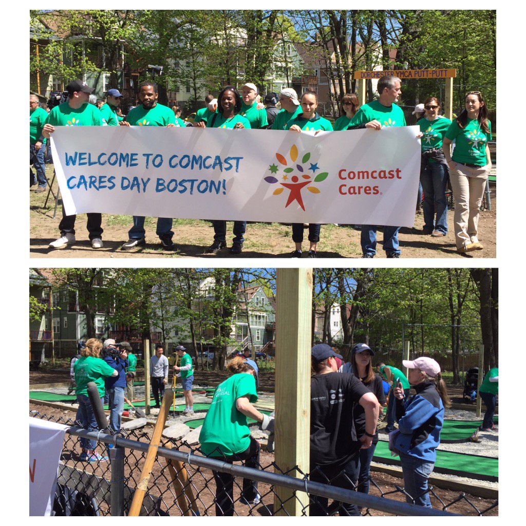 APservesCYB's tweet photo. Finishing up the FIRST mini golf course in Boston! #DorchesterYMCA #ComcastCaresDay @YMCA_Boston @CityYearBoston https://t.co/ZXojXjF21o