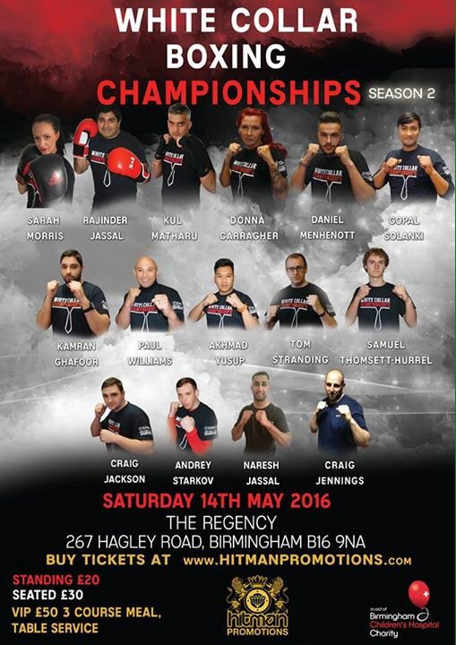 SunnyTheHitman's tweet photo. Sat 14th May our White Collar Boxing Contenders go at it toe 2 toe in aid of @Bham_Childrens @Norfolk Hotel B'ham. https://t.co/hcv9E1MKPY