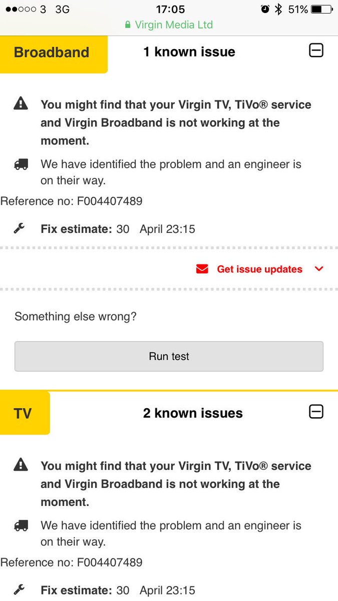 davecun's tweet photo. @PJWilkinson @jmcg134 @virginmedia finally showing there is a problem in the area. https://t.co/iteB7rO3aw