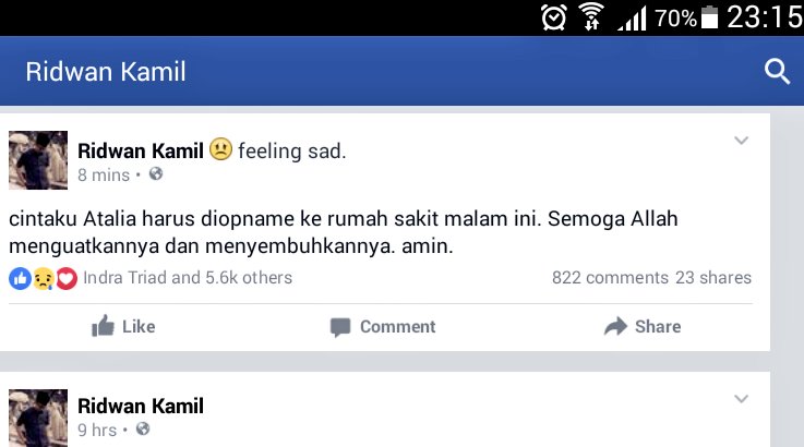 Syafakillah bu <a href="/ata_lia/">Atalia Praratya</a>
P'<a href="/ridwankamil/">Ridwan Kamil</a> yg sabar, jaga kesehatan jg.

bila perlu apapun, kabari aja pak. Siap bantu.