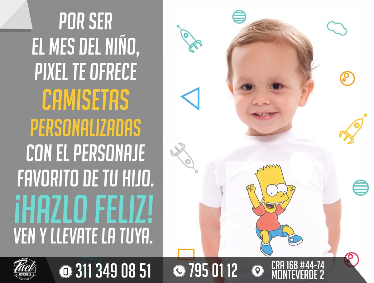 PIXELMONTERIA's tweet photo. Aprovecha para consentir a tus hijos, ven y personaliza tus prendas #promocional #Monteria #PixelSoluciones https://t.co/g5MTttRjT7