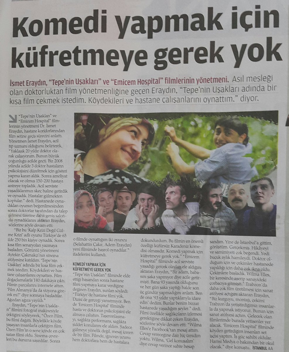 "Komedi yapmak için küfretmeye gerek yok"...
Emicem Hospital sinemalarda! 
 #haber  #karadeniz #hastane #sinemalarda