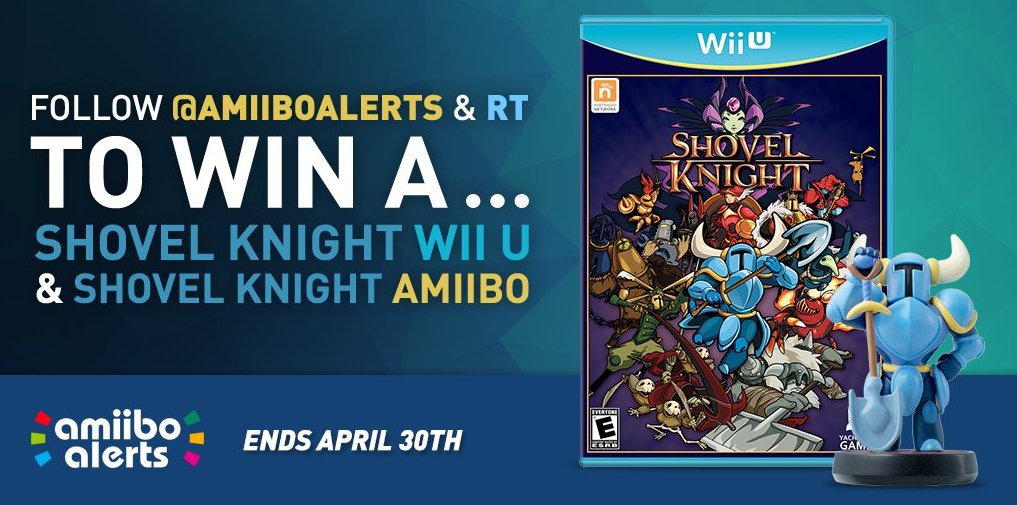 amiiboAlerts's tweet photo. The Shovel Knight Wii U and amiibo giveaway ends today!

Last chance to follow and RT here: https://t.co/tIFz9NwauK https://t.co/D8qxAcvXp4
