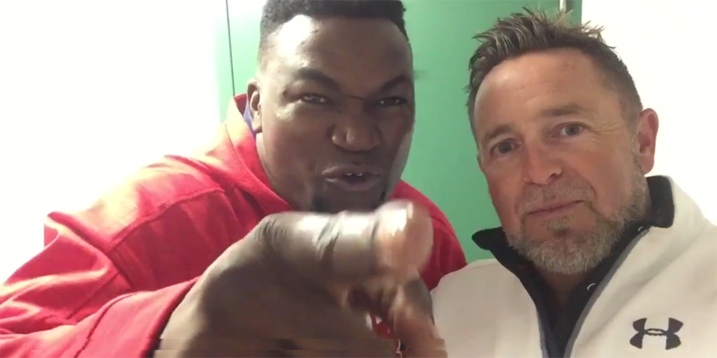 theScore's tweet photo. VIDEO: David Ortiz promises to hit HR for sick child, and totally delivers! https://t.co/qjgxLR6nUy https://t.co/HElxnwUKp0