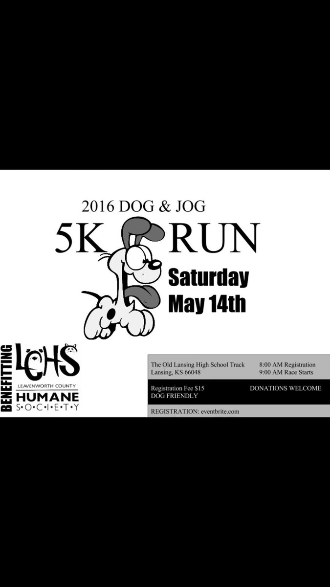 _LHS_STUCO's tweet photo. Sign up for the Dog and Jog 5k today! Proceeds go to the Leavenworth County Humane Society! 🐶 https://t.co/QTKpNfo4wY