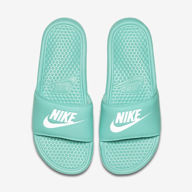 mint green nike slides