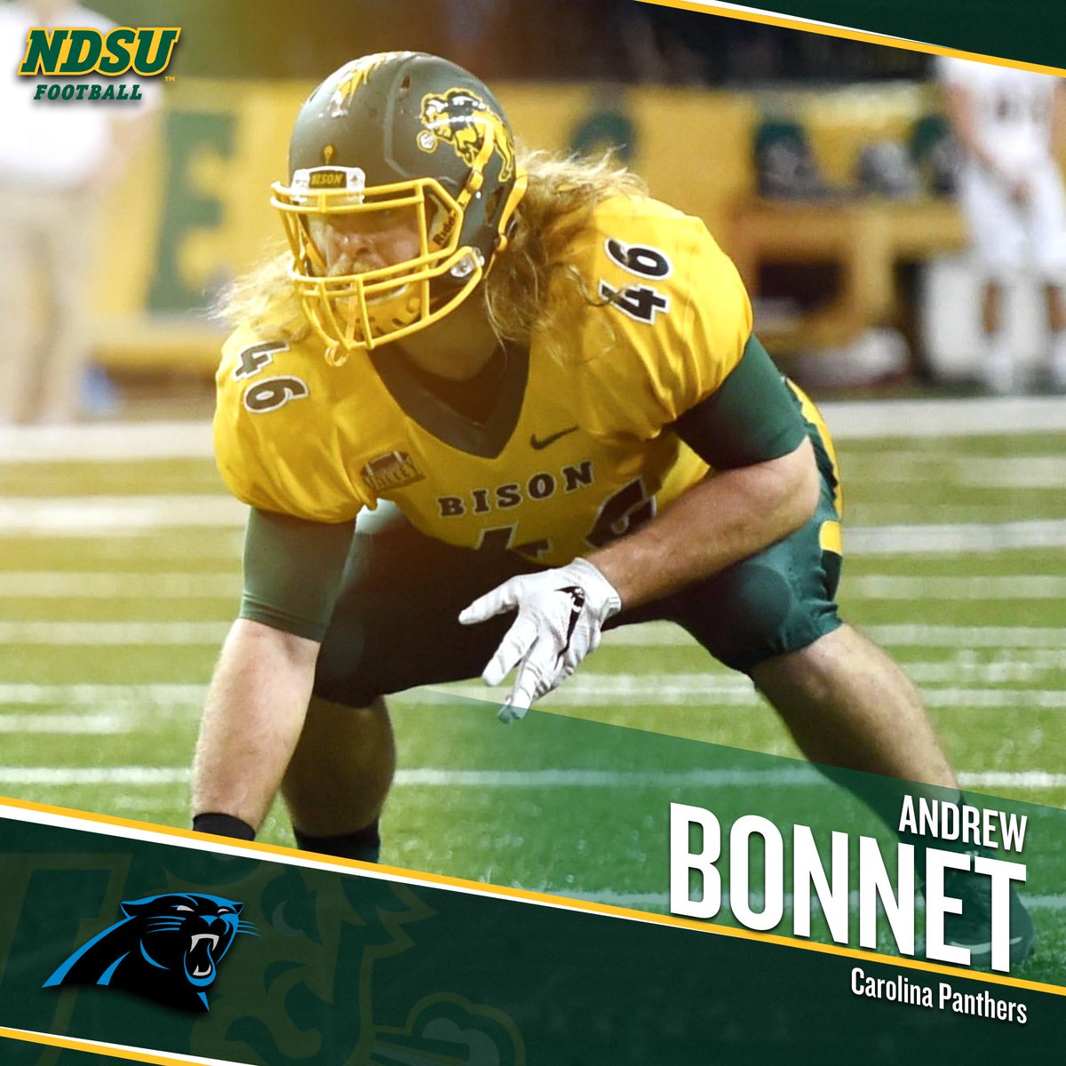 NDSUfootball's tweet photo. Congrats to FB/TE Andrew Bonnet, who has been signed by the Carolina Panthers! #ProBison https://t.co/xYzZ2d08Rr