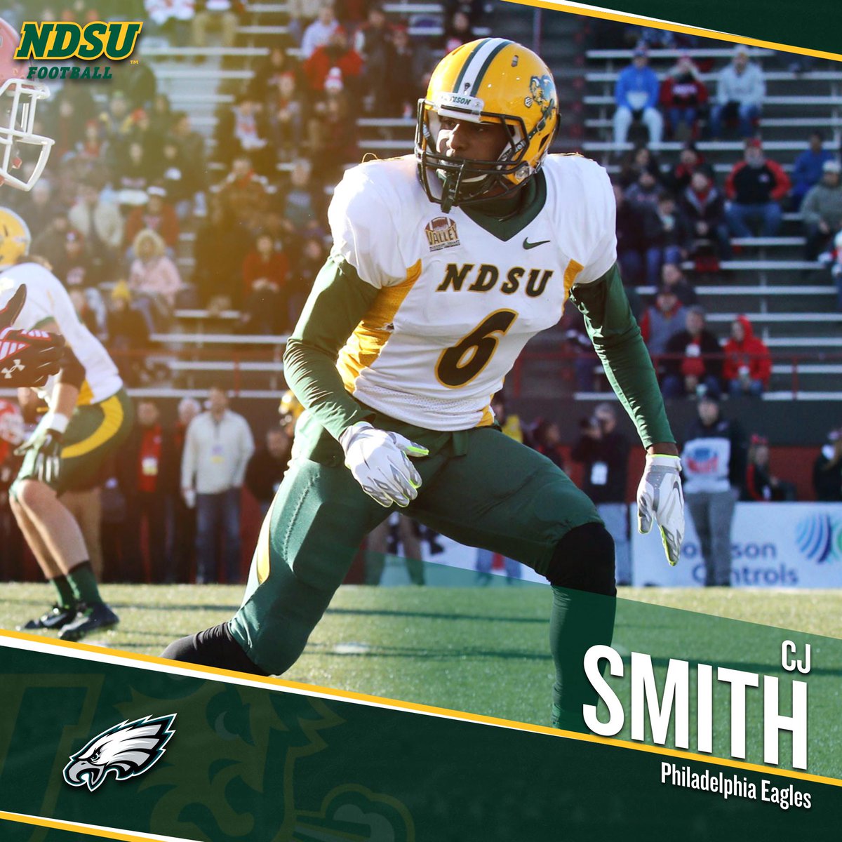 NDSUfootball's tweet photo. Congrats to cornerback CJ Smith, who has been signed by the Philadelphia Eagles! #ProBison https://t.co/BpUNbAXUAv
